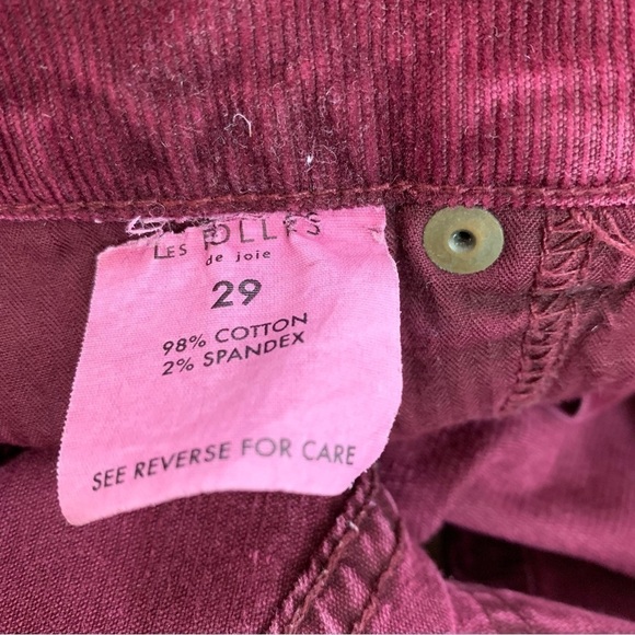 Les Folles de Joie High Waisted Shorts Corduroy Size 29 Burgundy - Picture 3 of 8